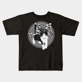 Black & White Kitten w/ Tentacles Kids T-Shirt